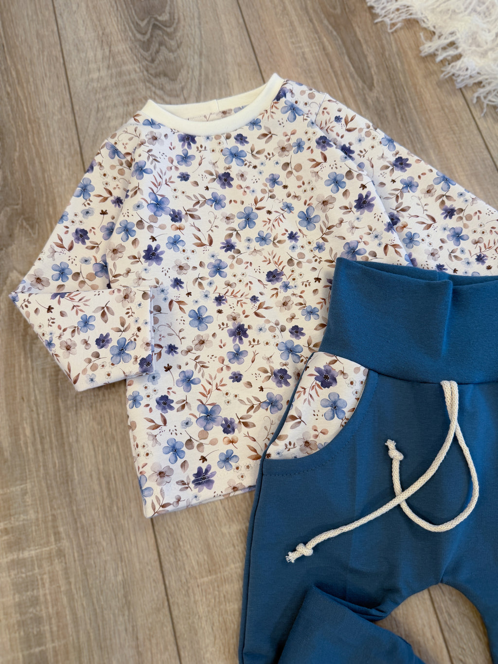 Longsleeve & Pumphose Set - Gr. 86 - Blaue Blümchen