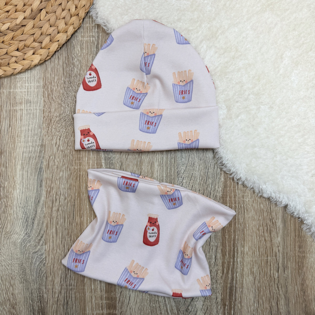 Rib Beanie & Loop Set - Diner Fritten