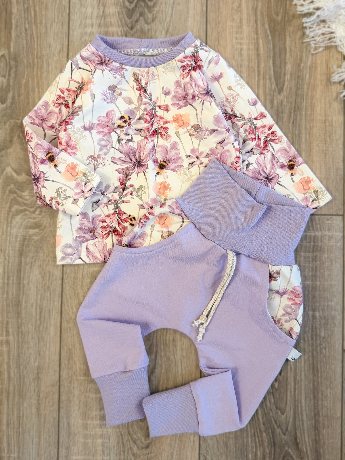 Longsleeve & Pumphose Set - Gr. 74 - Bienen & Blumen