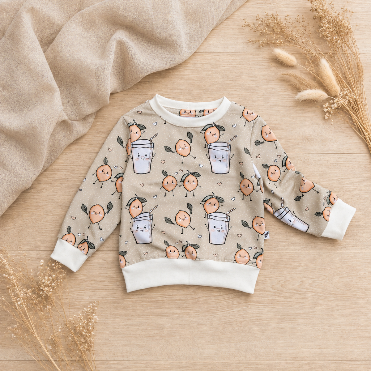 Basic Sweater - Limo - weiß