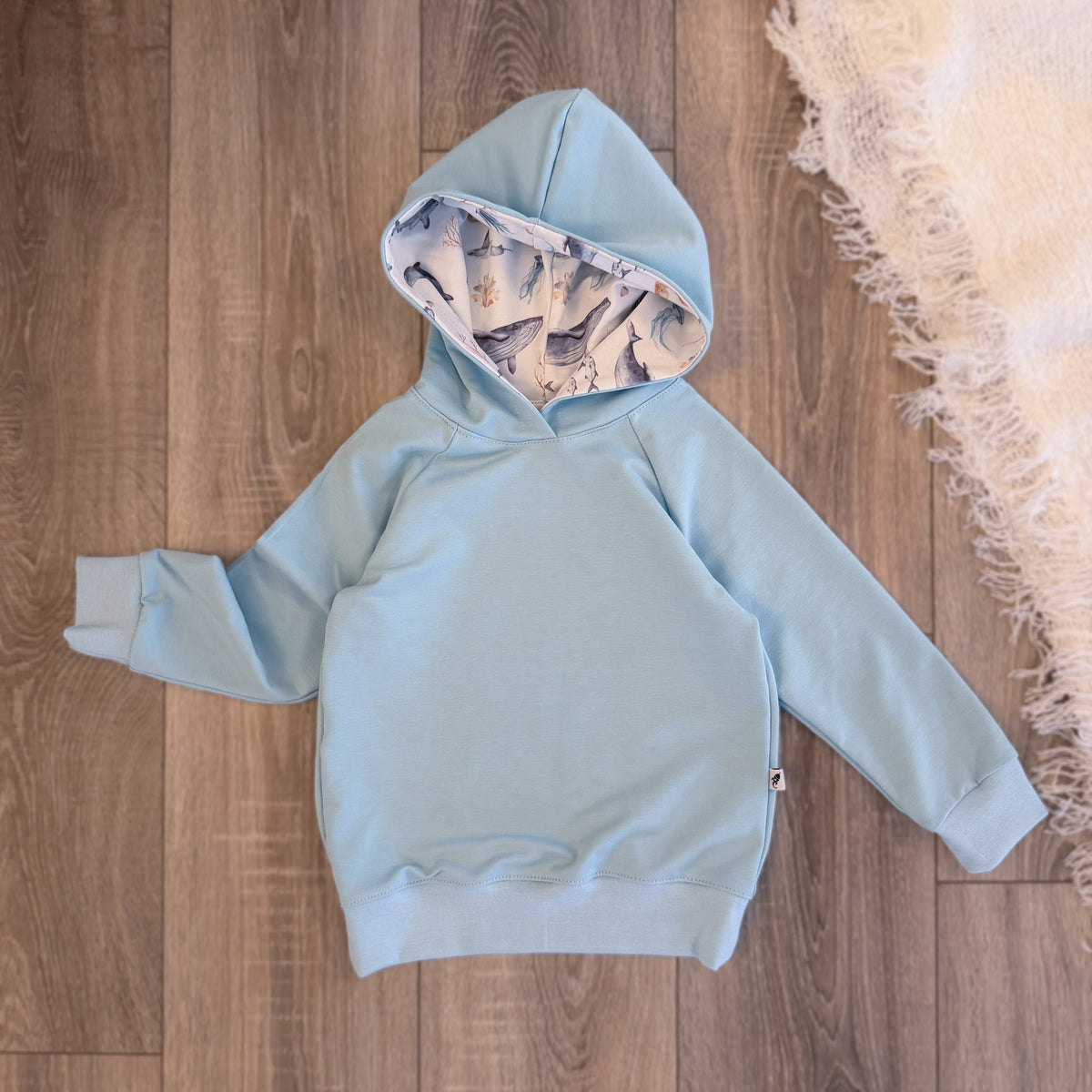 Hoodie - Gr. 104 - Hellblau/Meerestiere