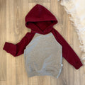 Raglan Hoodie - Gr. 98 - Bordeaux/Grau