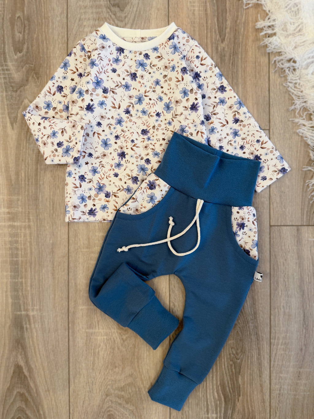 Longsleeve & Pumphose Set - Gr. 86 - Blaue Blümchen