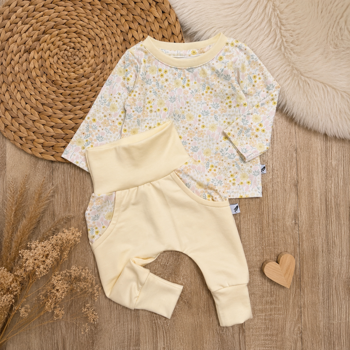 Longsleeve & Pumphose Set - Gr. 62 - Blümchen