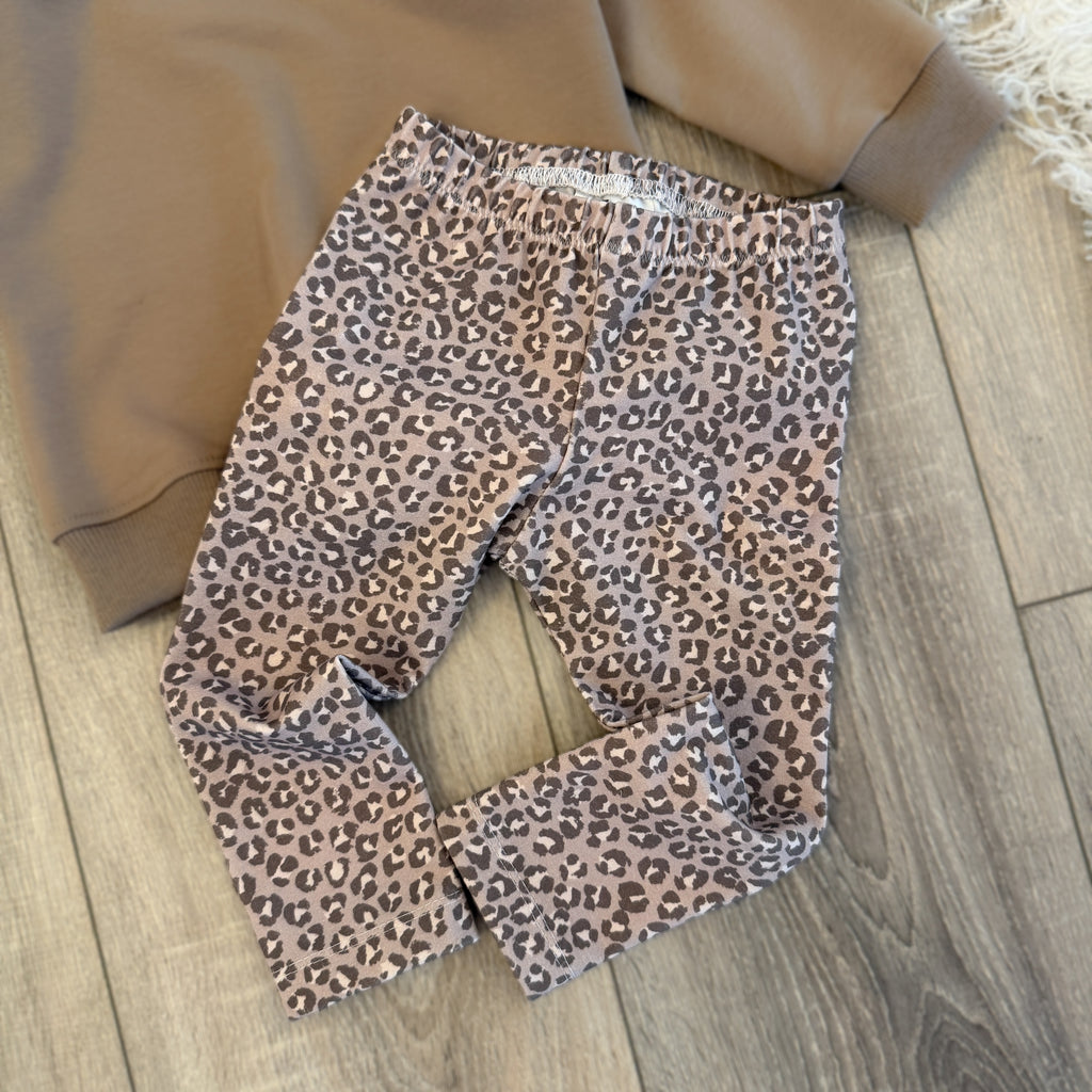 Pullover & Leggins Set - Gr. 80 - Leo/Taupe
