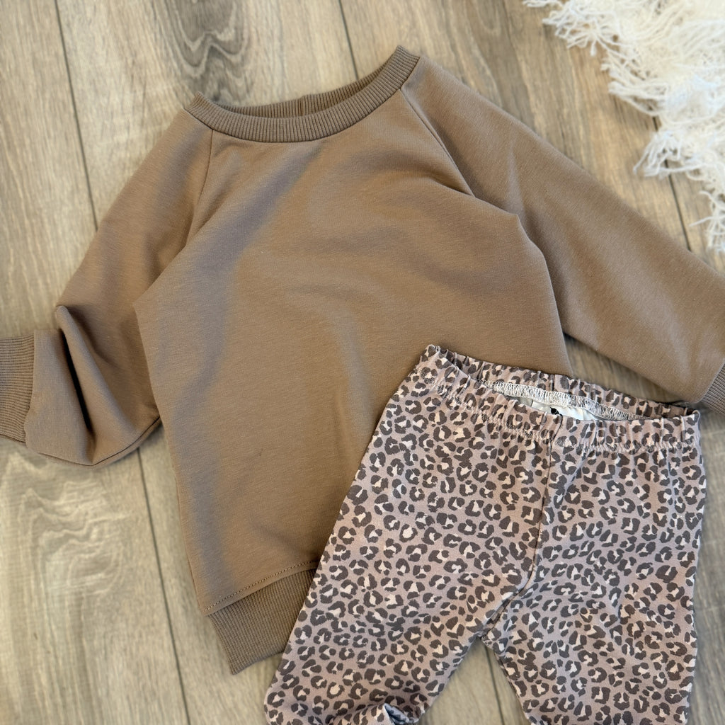 Pullover & Leggins Set - Gr. 80 - Leo/Taupe
