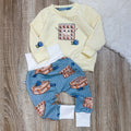 Pullover & Pumphose Set - Waffel & Blaubeere/Pastellgelb