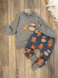 Pullover & Pumphose Set - Gr. 98 - Schoko Toast