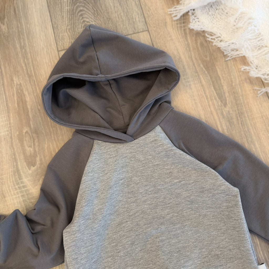 Raglan Hoodie - Gr. 104 - Anthrazit/Grau
