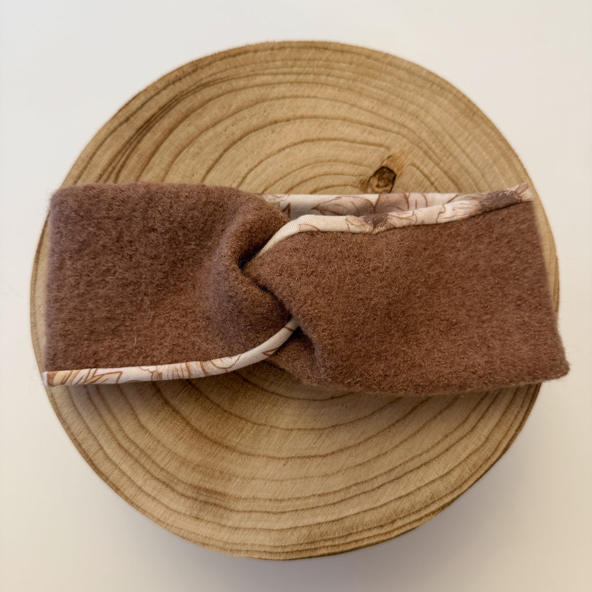 Wollwalk Twist Stirnband - Taupe/Sonnenblume