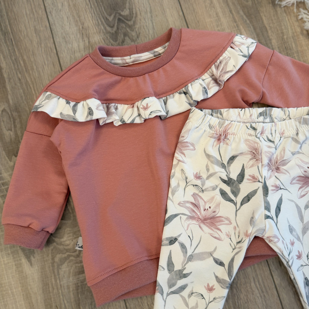 Pullover & Leggins Set - Gr. 74 - Lilien