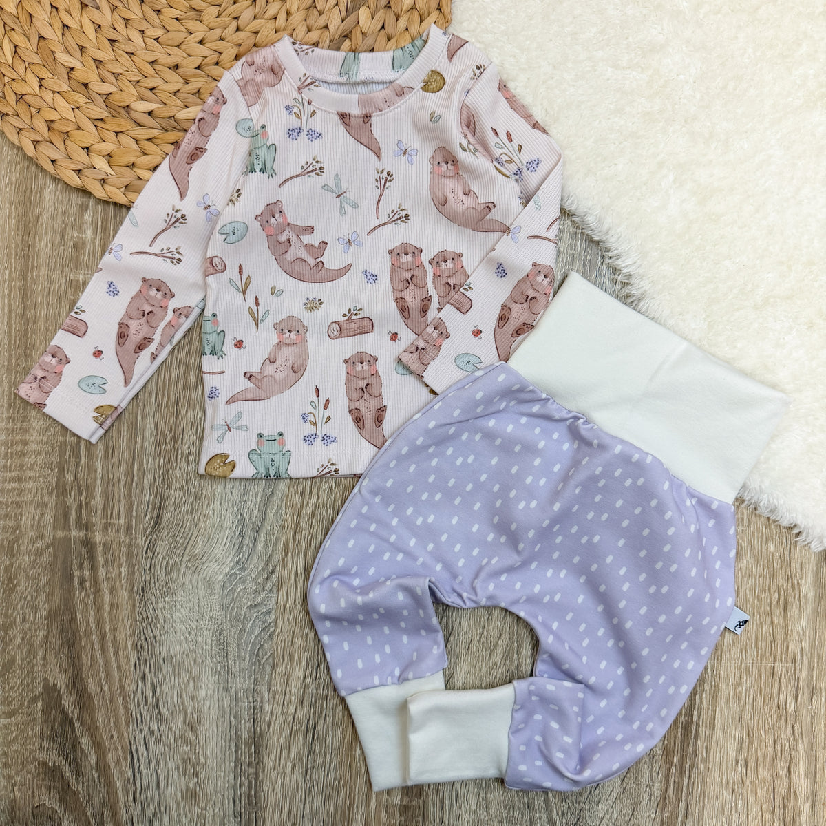 Rib Longsleeve & Pumphose Set - Otter