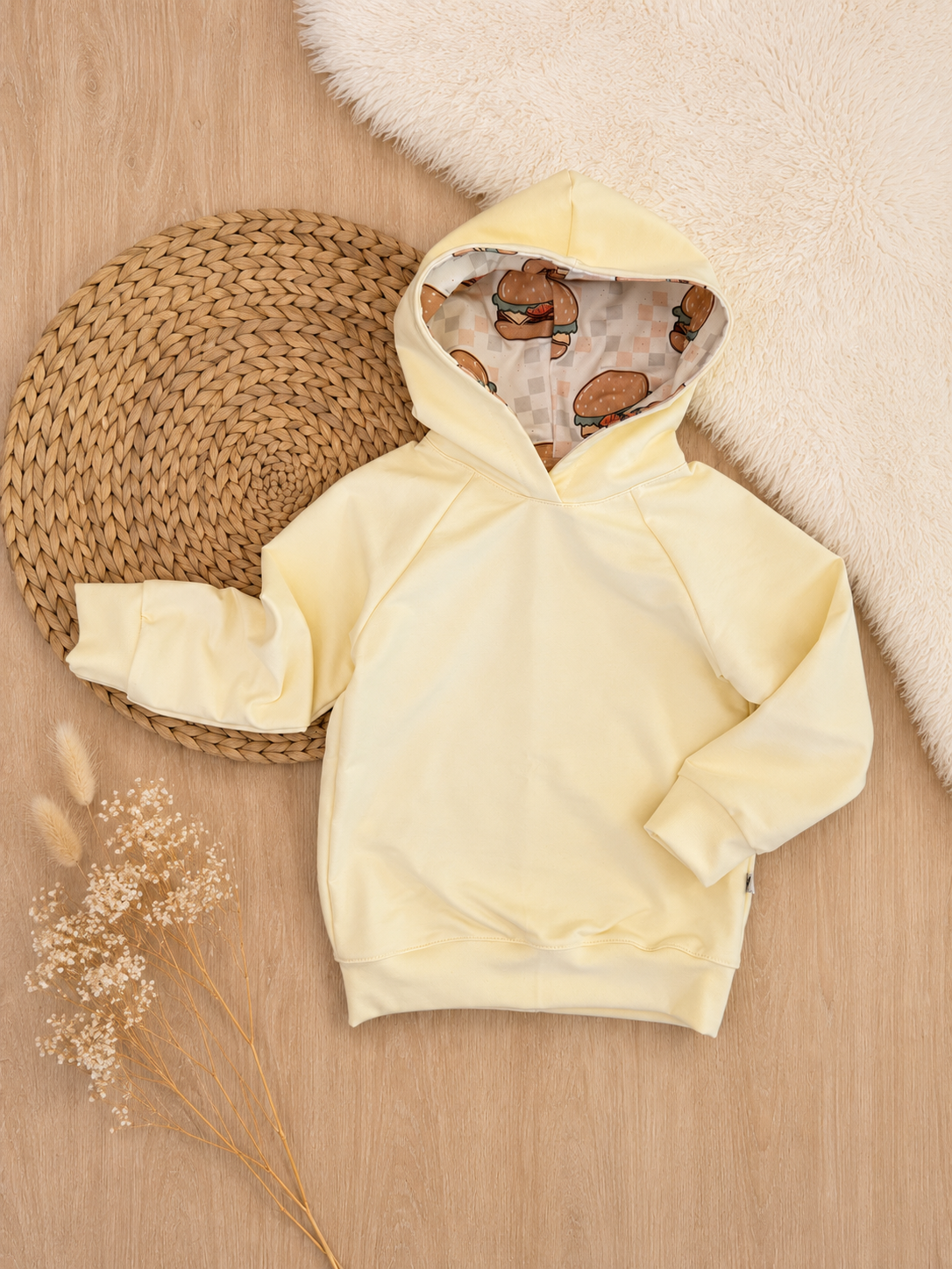 Hoodie - Gr. 110 - Burger/Pastellgelb