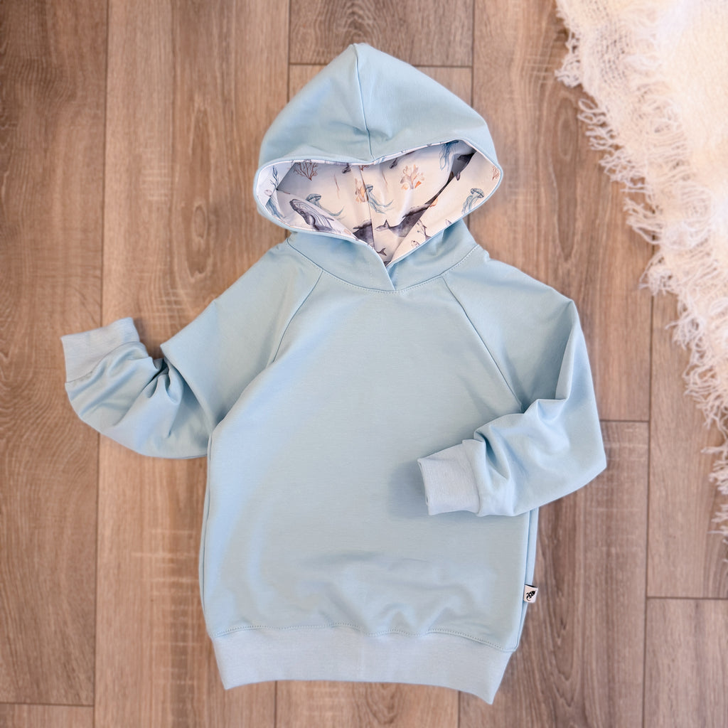 Hoodie - Gr. 110 - Hellblau/Meerestiere