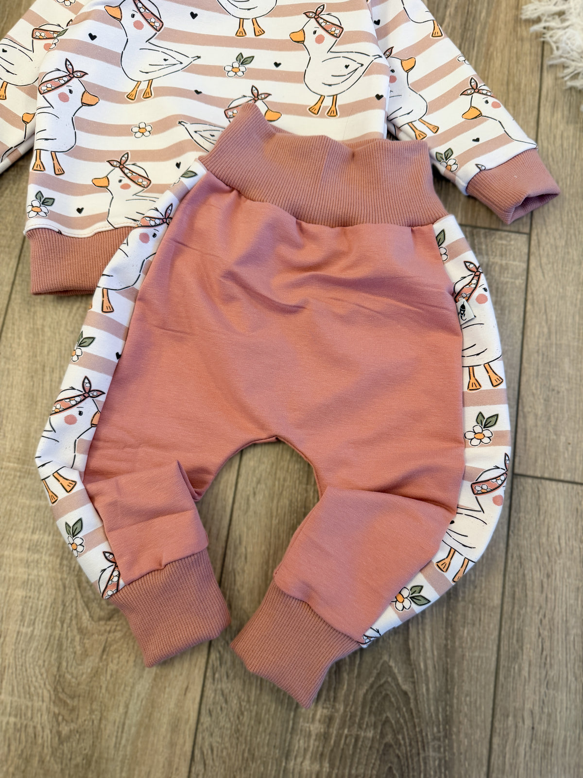 Pullover & Pumpster Pumphose Set - Gr. 80 - Gänse
