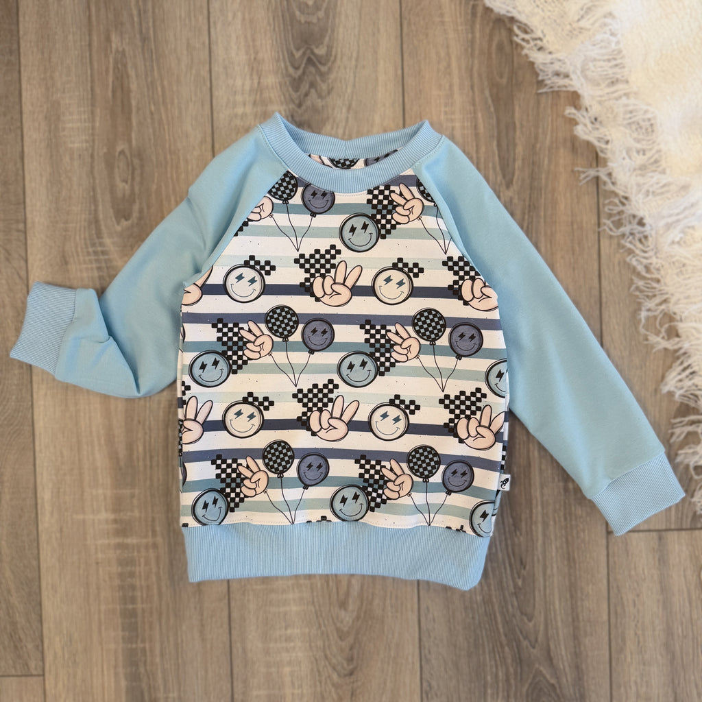 Raglan Pullover - Gr. 104 - Smiley