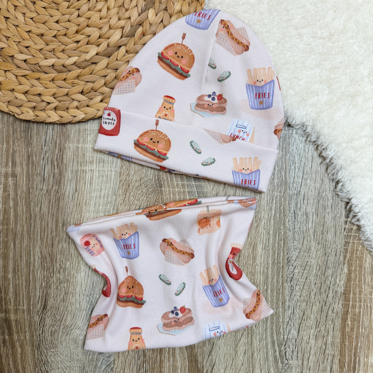 Rib Beanie & Loop Set - Diner