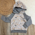 Raglan Kapuzenpullover - Fritten Möwe/Grau meliert