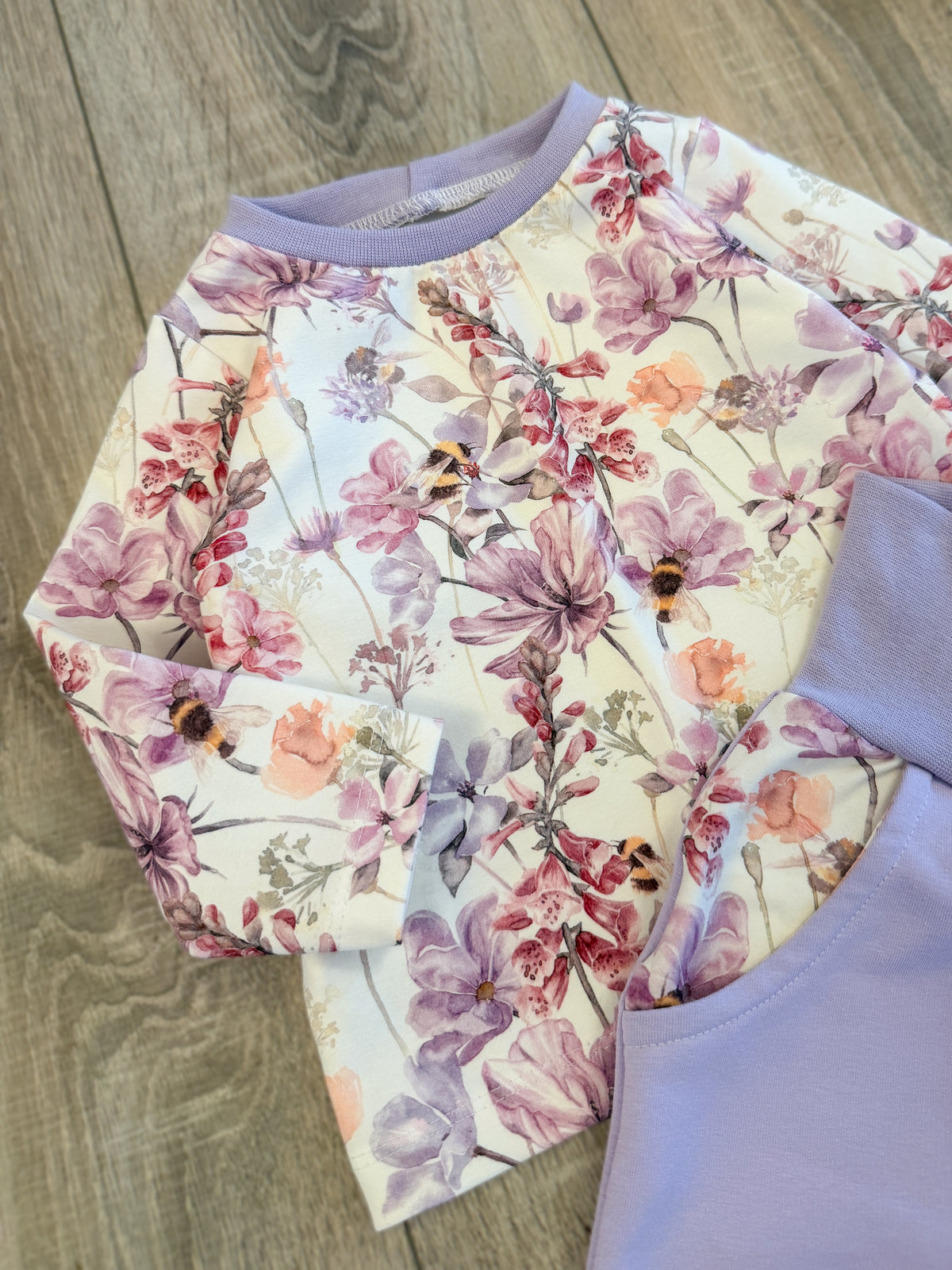 Longsleeve & Pumphose Set - Gr. 74 - Bienen & Blumen