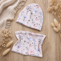 Rib Beanie & Loop Set - Natural Flower