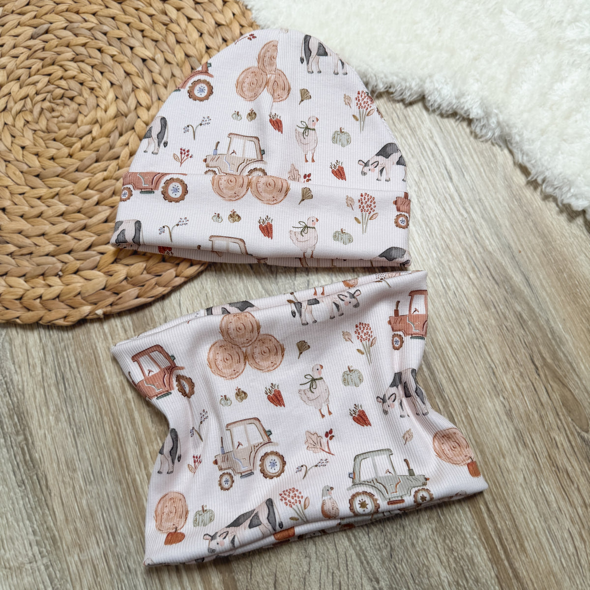 Rib Beanie & Loop Set - Farm