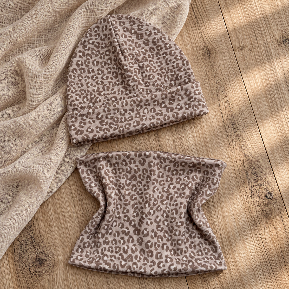 Rib Beanie & Loop Set - Leo